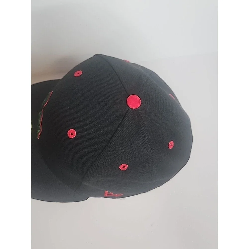 Los Angeles Dodgers New Era 59Fifty Cap Hat Size 7 Black W/ Green & Red Logo MLB